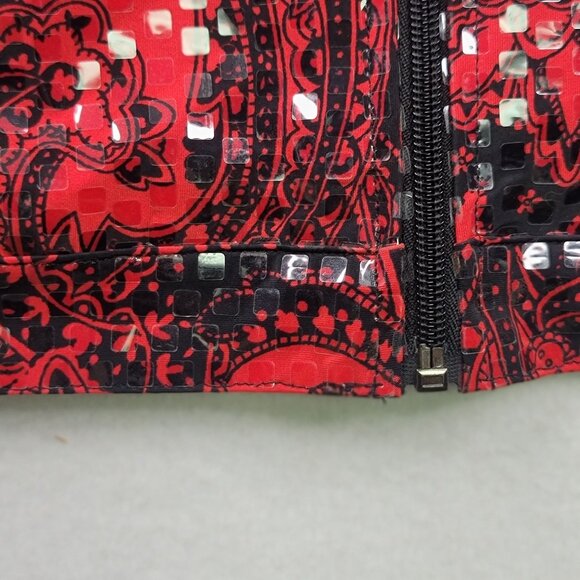 Koret Womens Red Paisley Embellished Jacket Size Small Full Zip Long Sleeve - Picture 8 of 12